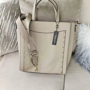 London Fog bookbag tote Handbag Studded Tote tan cream LFF23110